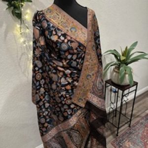 Kani Woven Moonlight Shawl – Black, Golden and Pink
